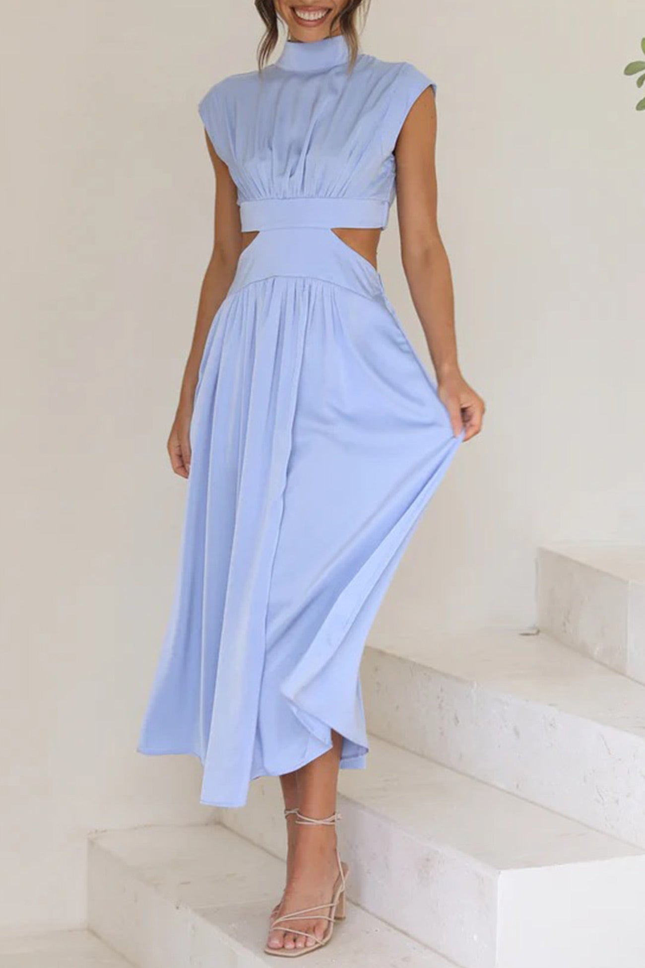 GR | Mock Neck Cutout Midi Kleid