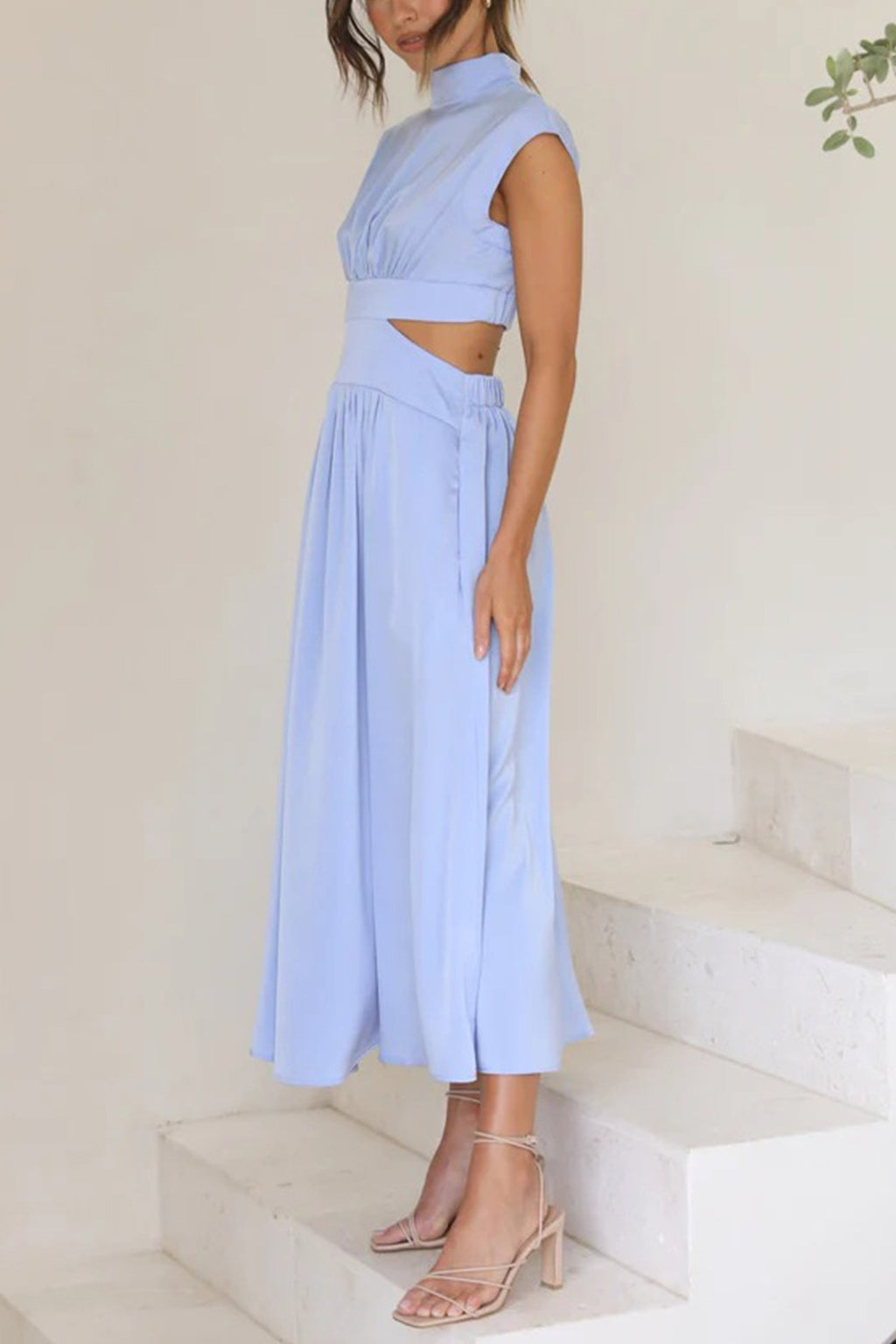 GR | Mock Neck Cutout Midi Kleid
