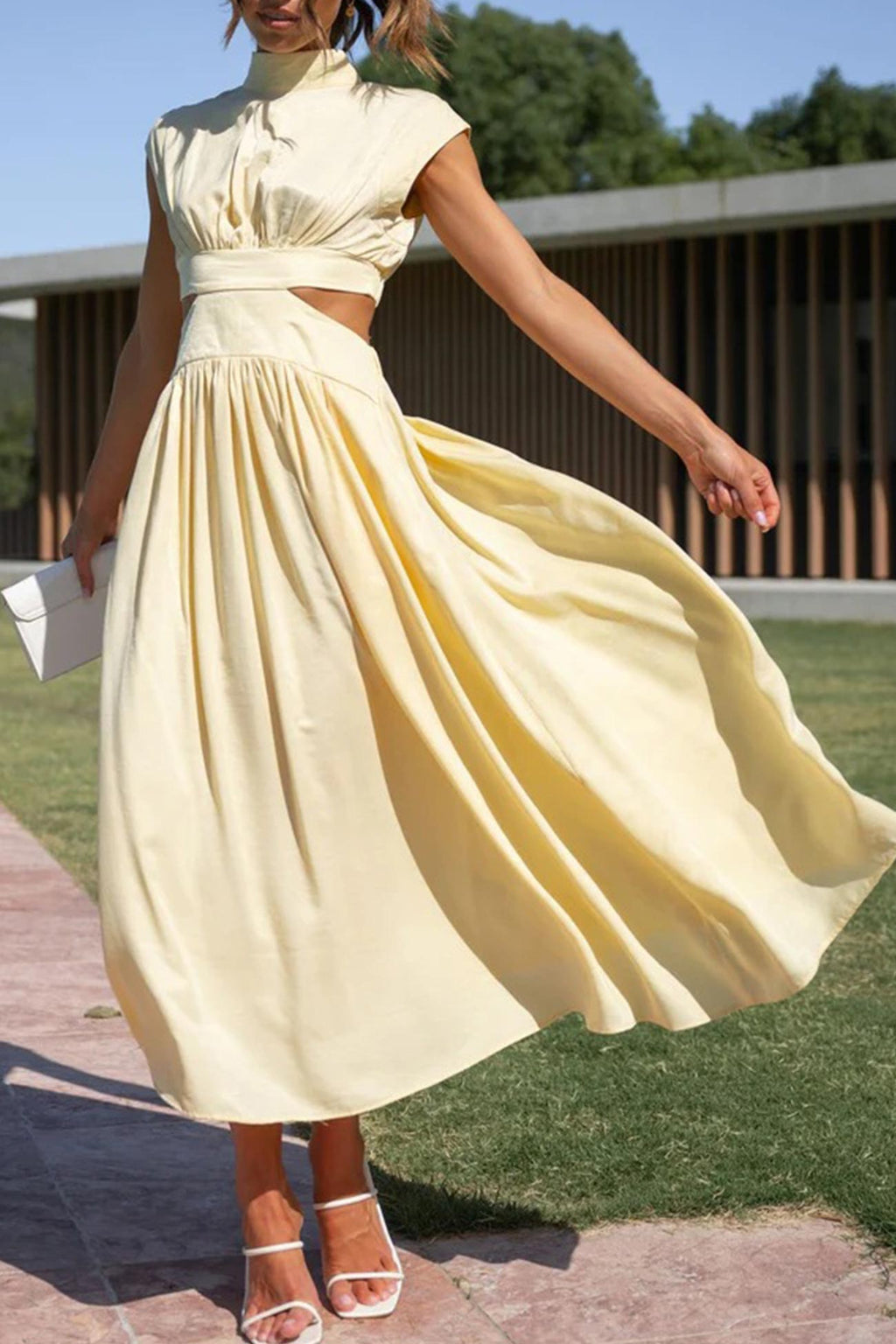 GR | Mock Neck Cutout Midi Kleid