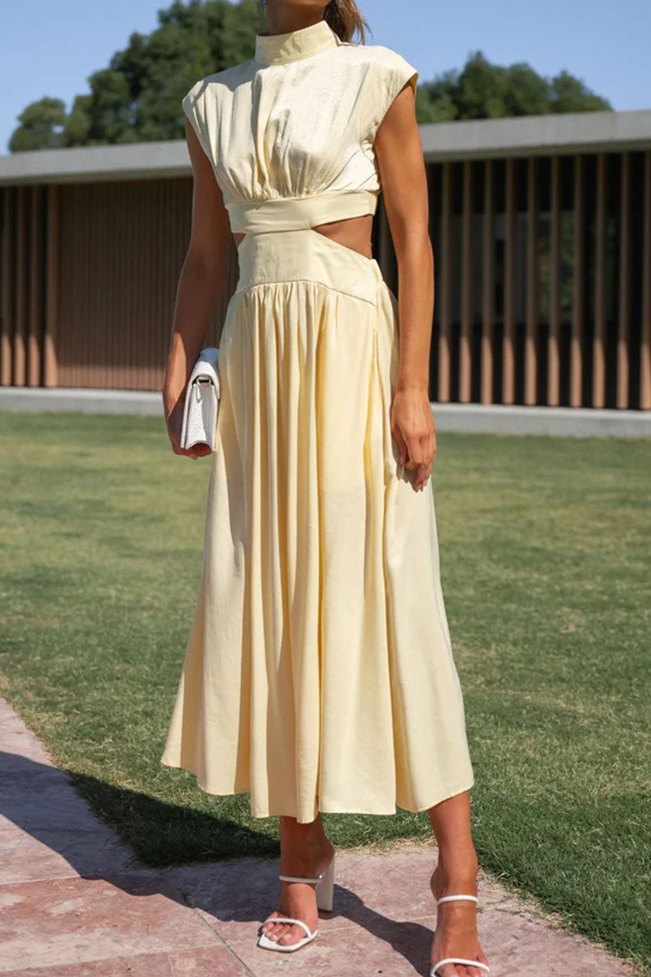 GR | Mock Neck Cutout Midi Kleid