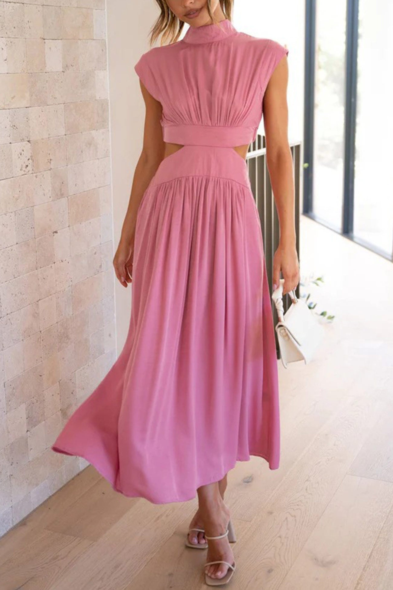 GR | Mock Neck Cutout Midi Kleid