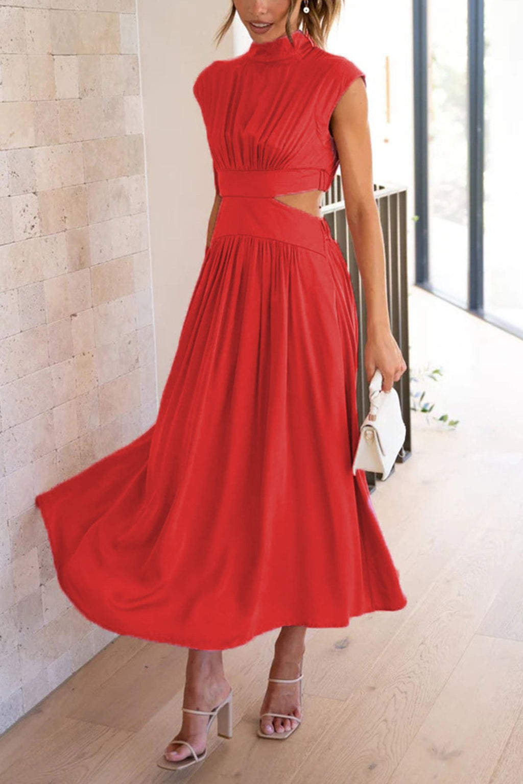 GR | Mock Neck Cutout Midi Kleid