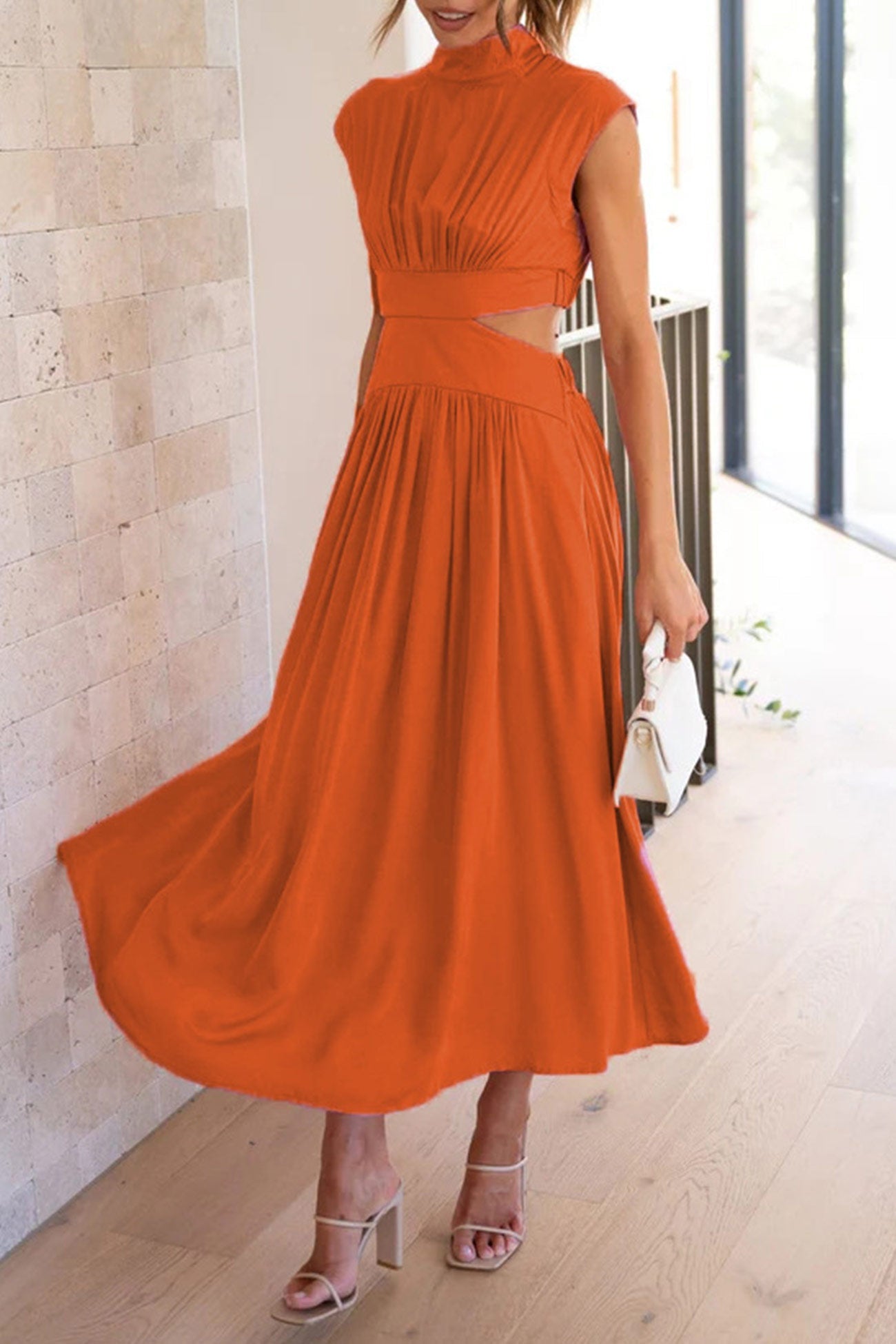 GR | Mock Neck Cutout Midi Kleid