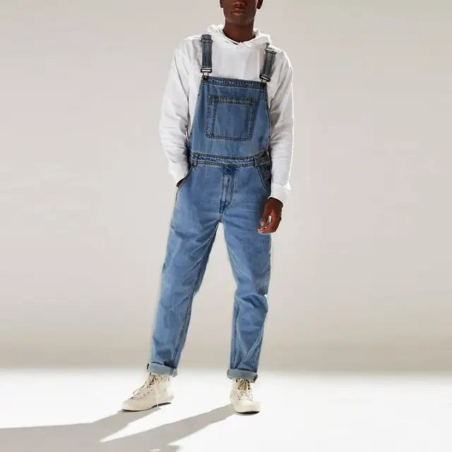 GR | Casual denim jumpsuits with adjustable straps and pockets