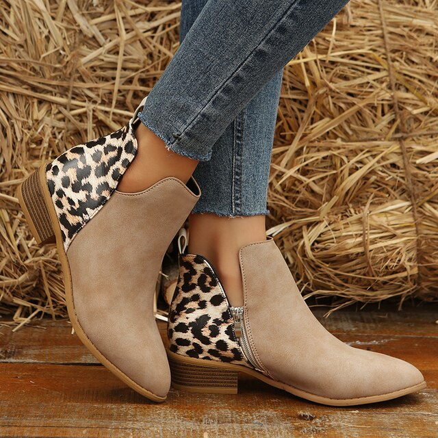 Leopard print ankle boots