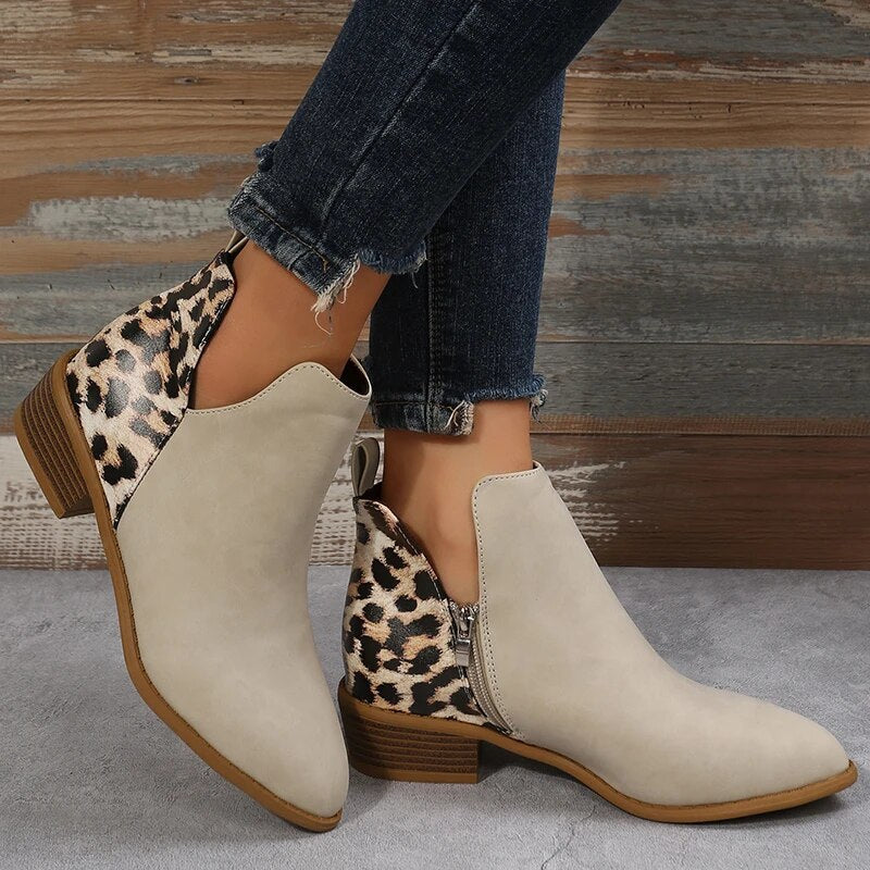 Leopard print ankle boots