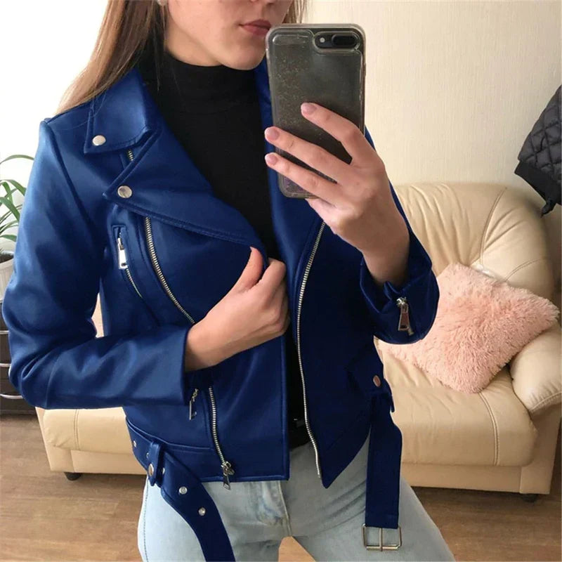 GR | Leather Jacket with Autumn-Winter Warmth for Women 