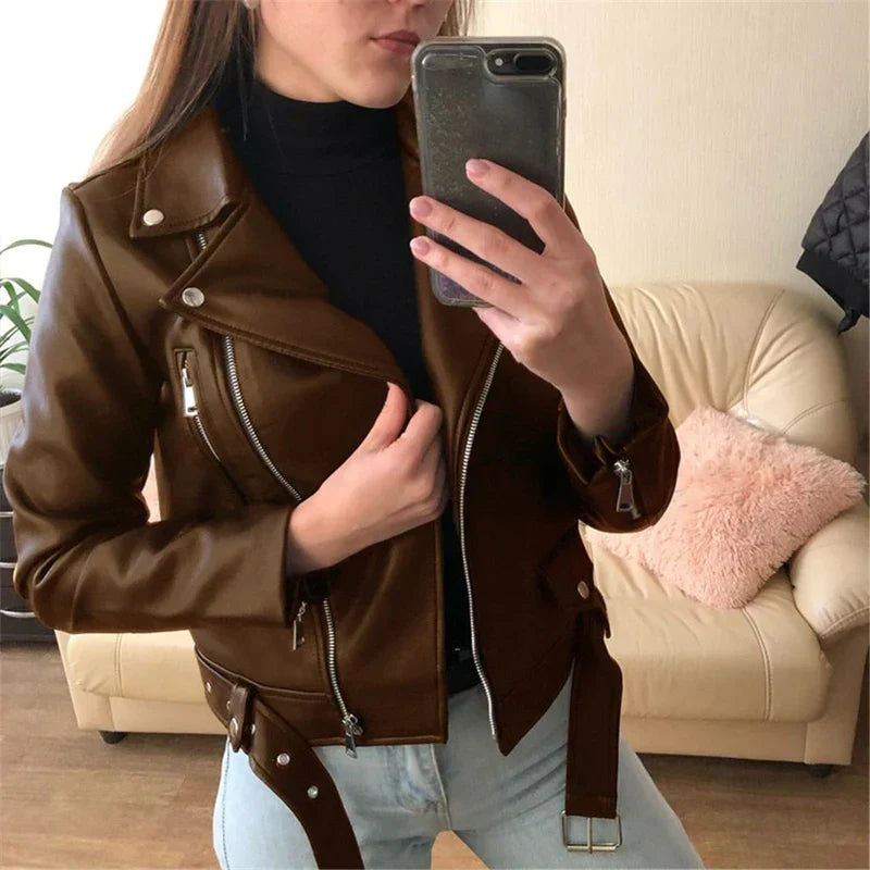 GR | Leather Jacket with Autumn-Winter Warmth for Women 