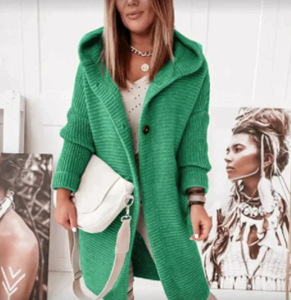 GR | Vest Extra lang warme gestrickte Jacke mit Kapuze für Damen