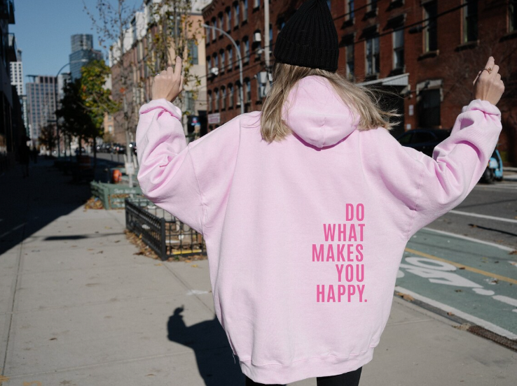 with a happy statement
