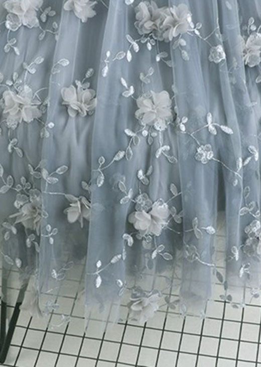 GR | Naturally Embroidered Floral Tulle Skirt Spring