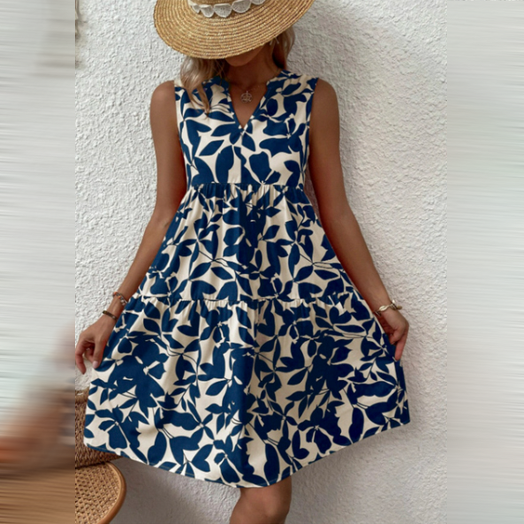 GR | Sleeveless Boho Style Dress, V-Neck, Loose Fit, Lightweight and Breathable