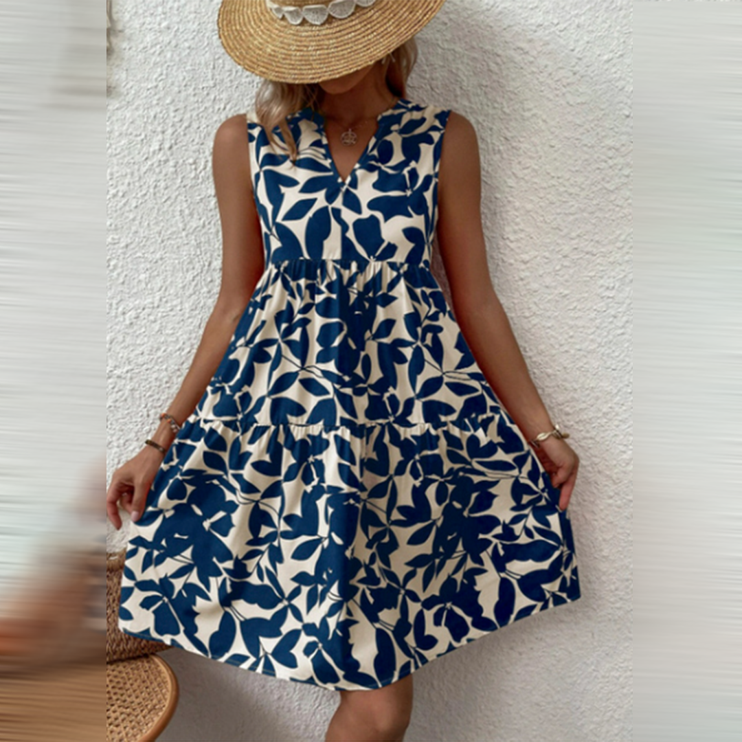 GR | Sleeveless Boho Style Dress, V-Neck, Loose Fit, Lightweight and Breathable