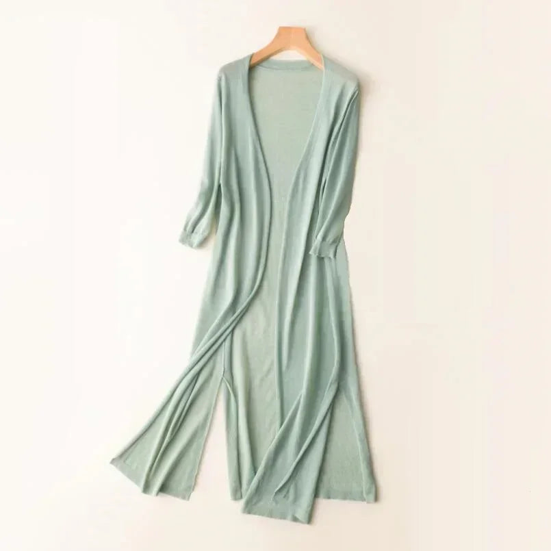 GR | Lange Offene Front Strickjacke