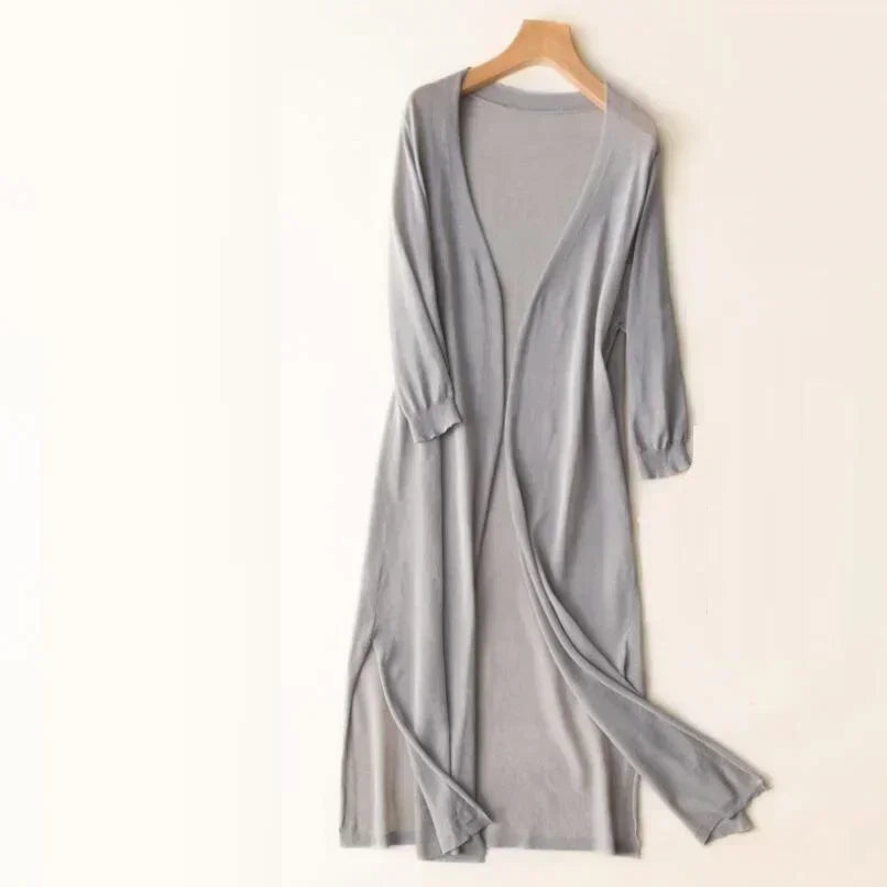 GR | Lange Offene Front Strickjacke