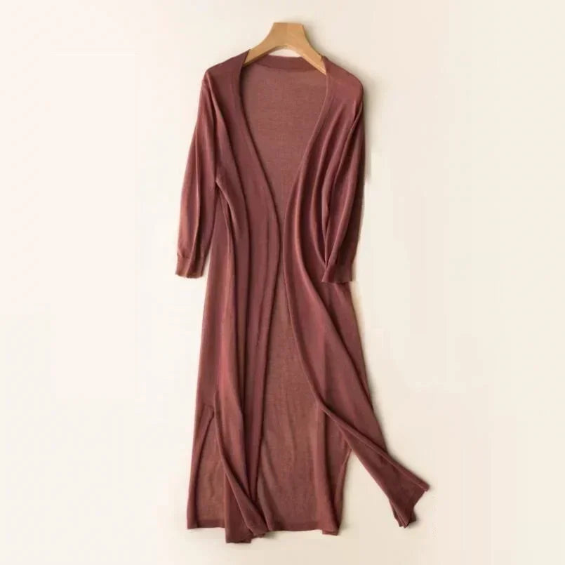 GR | Lange Offene Front Strickjacke