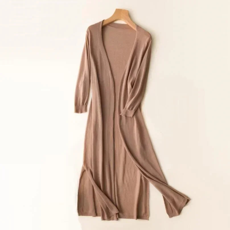 GR | Lange Offene Front Strickjacke