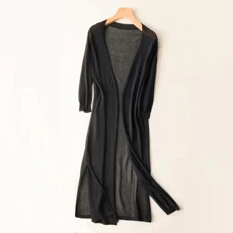 GR | Lange Offene Front Strickjacke