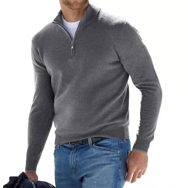 GR | Merino V-Ausschnitt Pullover mit Reißverschluss