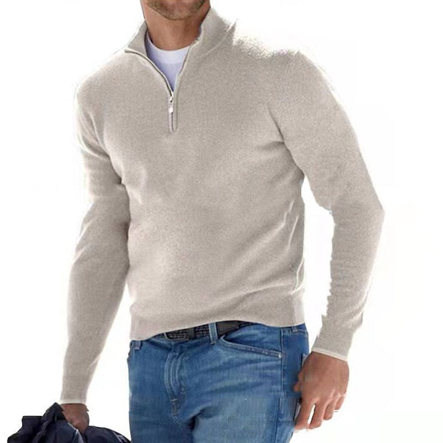 GR | Merino V-Ausschnitt Pullover mit Reißverschluss