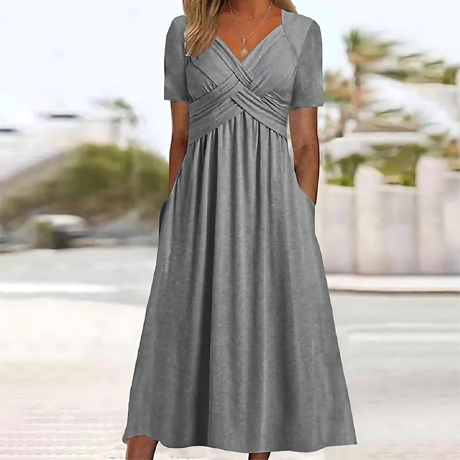 GR | Elegantes Midi-Kleid mit Bauchbedeckung