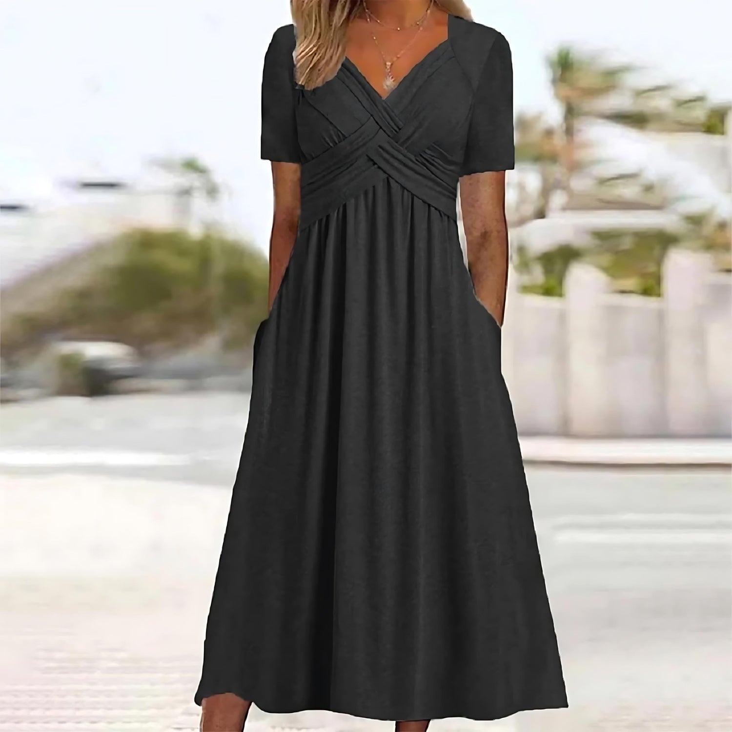 GR | Elegantes Midi-Kleid mit Bauchbedeckung