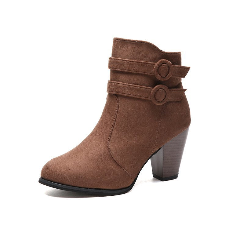Women's ankle boots with decorative straps and elegant heel, size GR