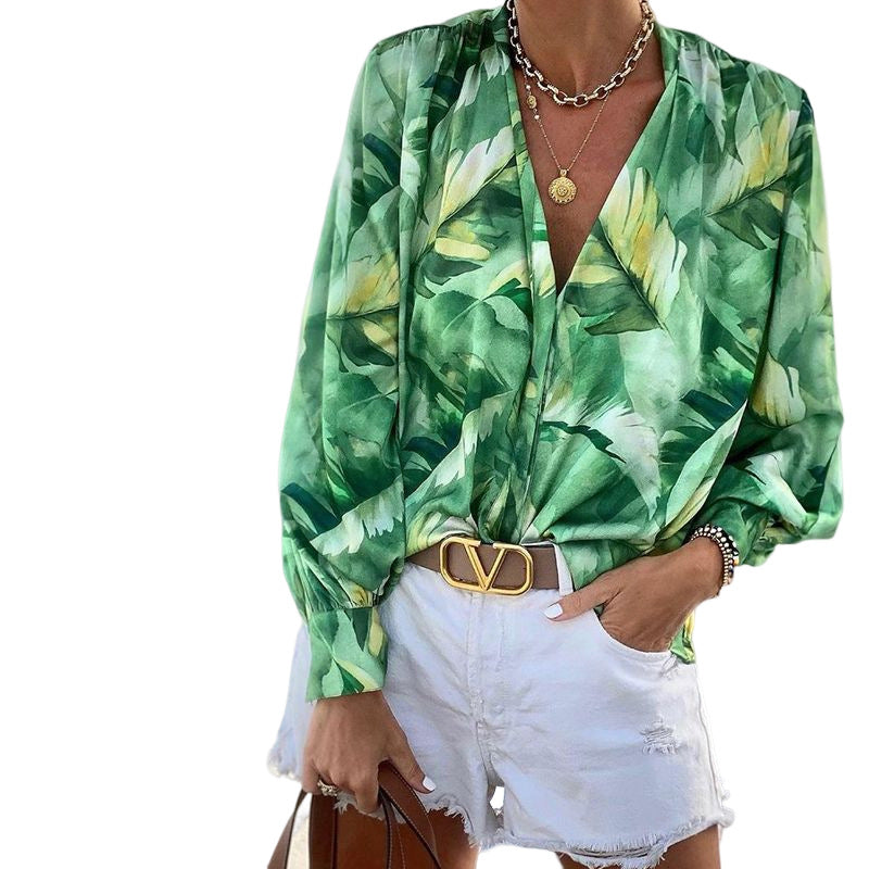 Damen Bluse mit floralem Muster und eleganter Schnittführung GR