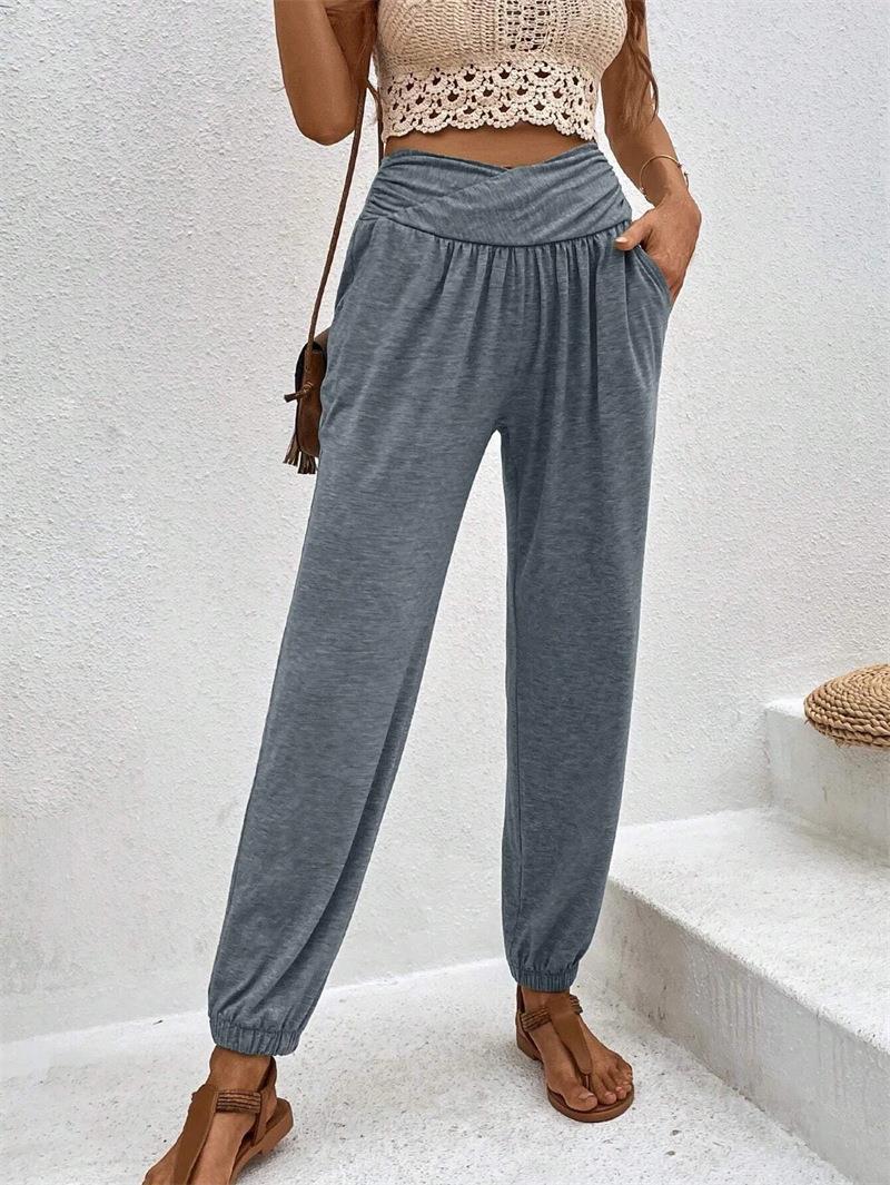 Damen lässige Freizeithose mit hohem Bund und bequemen Gummizug GR