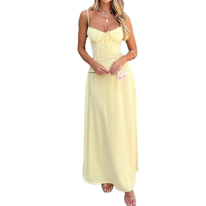 GR | Border Women's Clothing Elegant Lace-Up Backless A-Line Dress