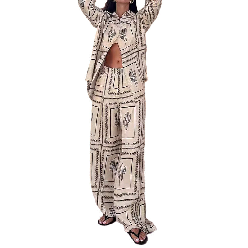 Women's elegant set consisting of a casual blouse and wide-leg trousers, size [size missing]