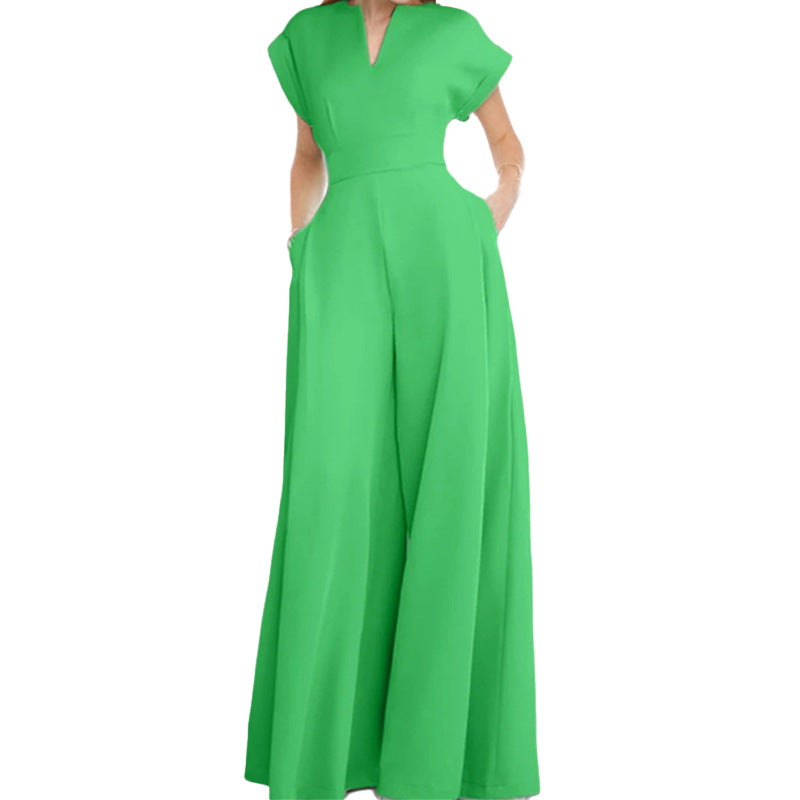 Women's Elegant Wide-Leg Jumpsuit with Shawl Collar, Size