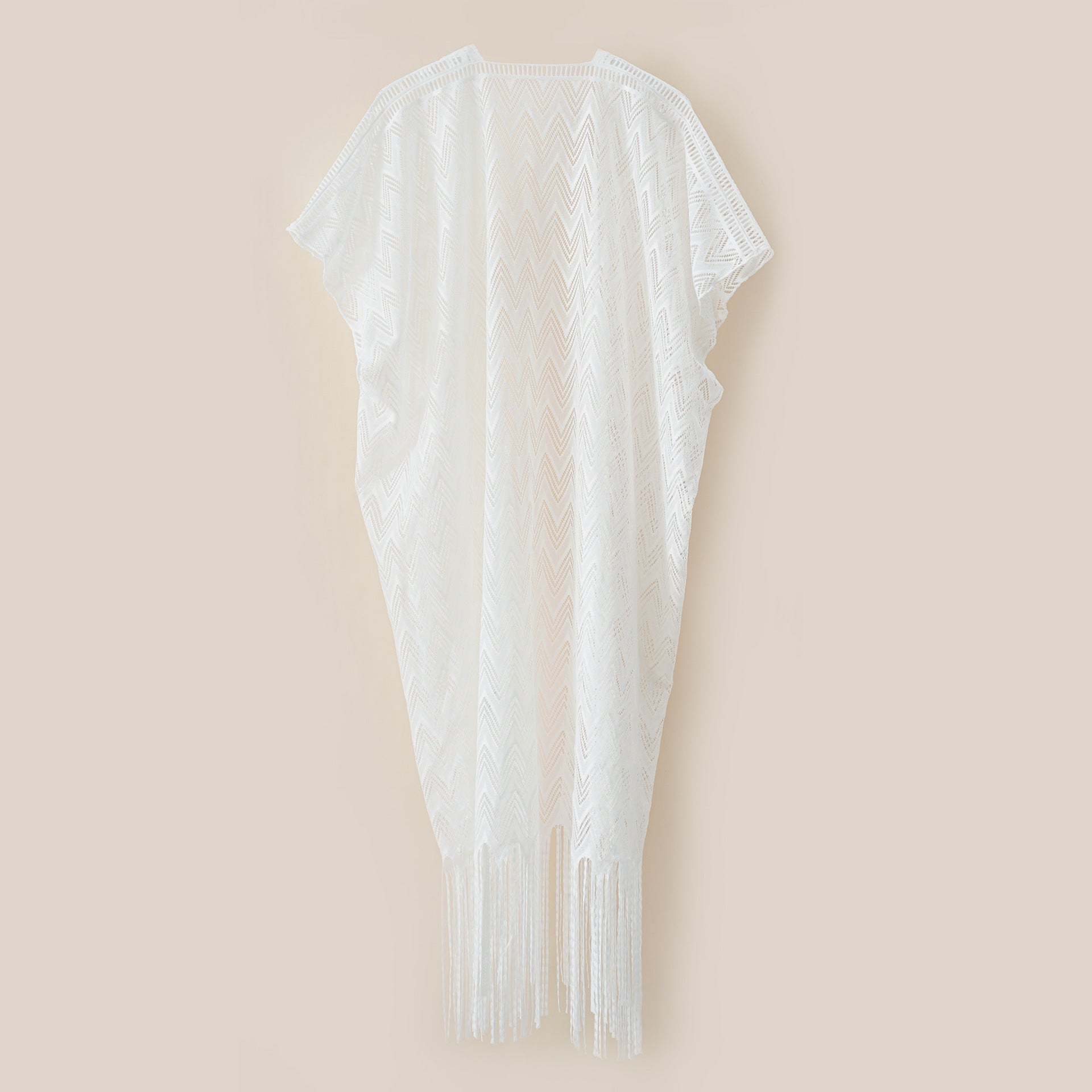 Women's elegant and airy kaftan with fringed edges, size GR