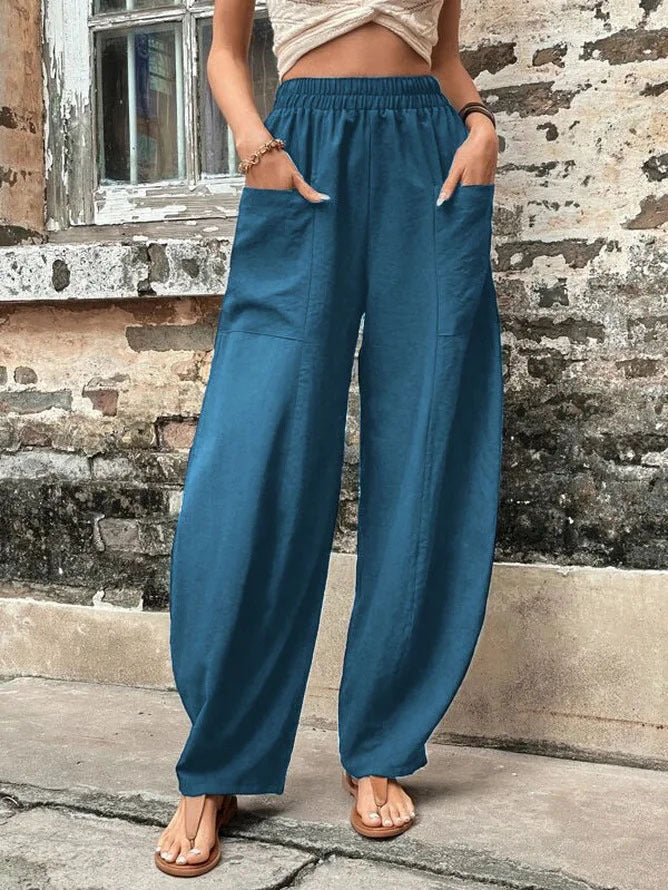 GR | Bequeme einfarbige Taschen Freizeit-Hosen