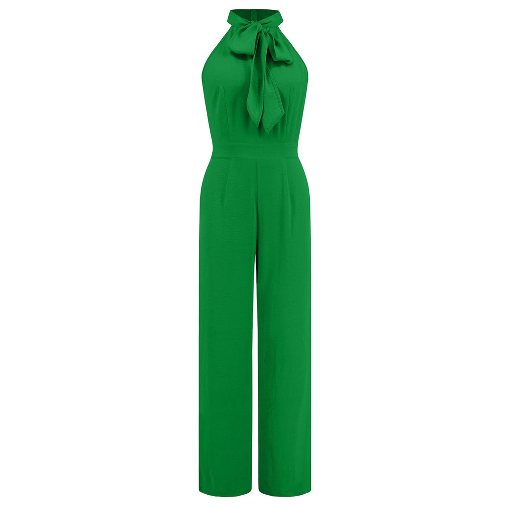 Women's Elegant Jumpsuit with Bow Collar Size