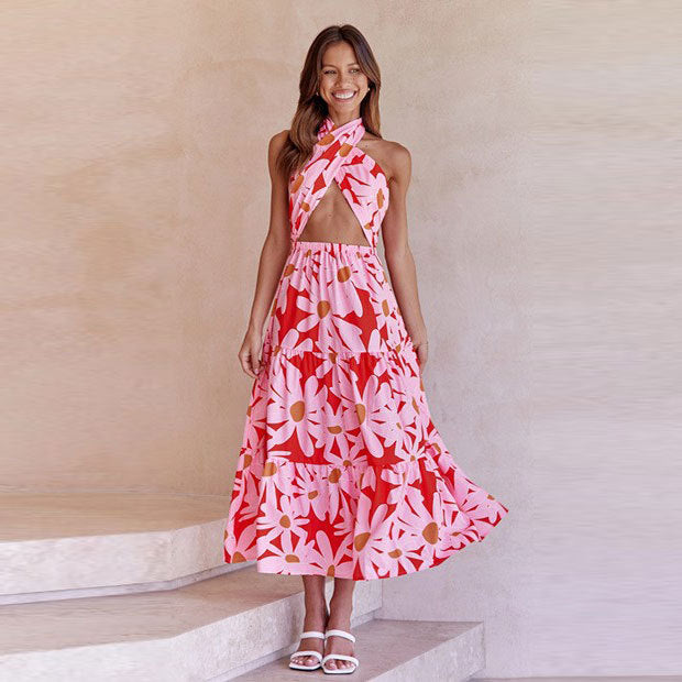 GR | Halter Printed Sleeveless Halter Dress 