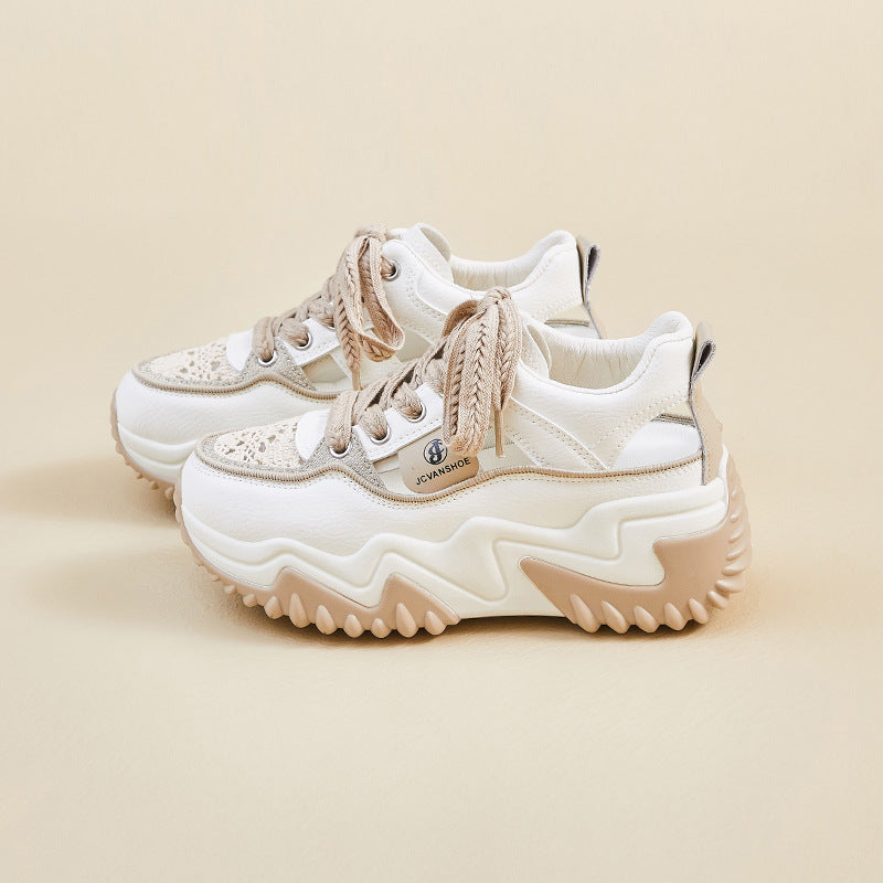 GR - Women's breathable vulcanized platform sneakers with thick sole 