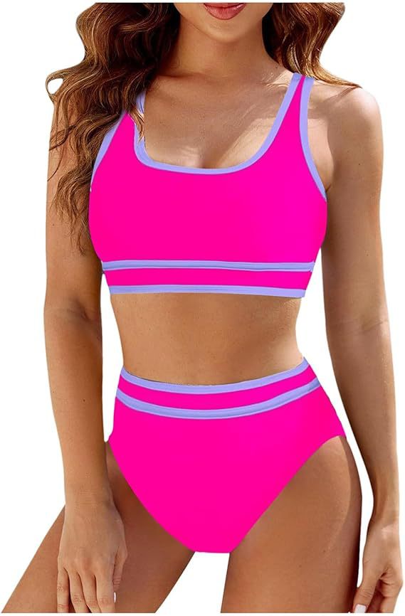 Women's sporty bikini set with high waist and comfortable top, size