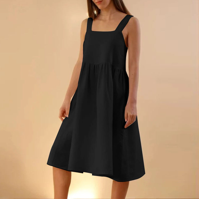 Women's summer dress with low back and button details, size