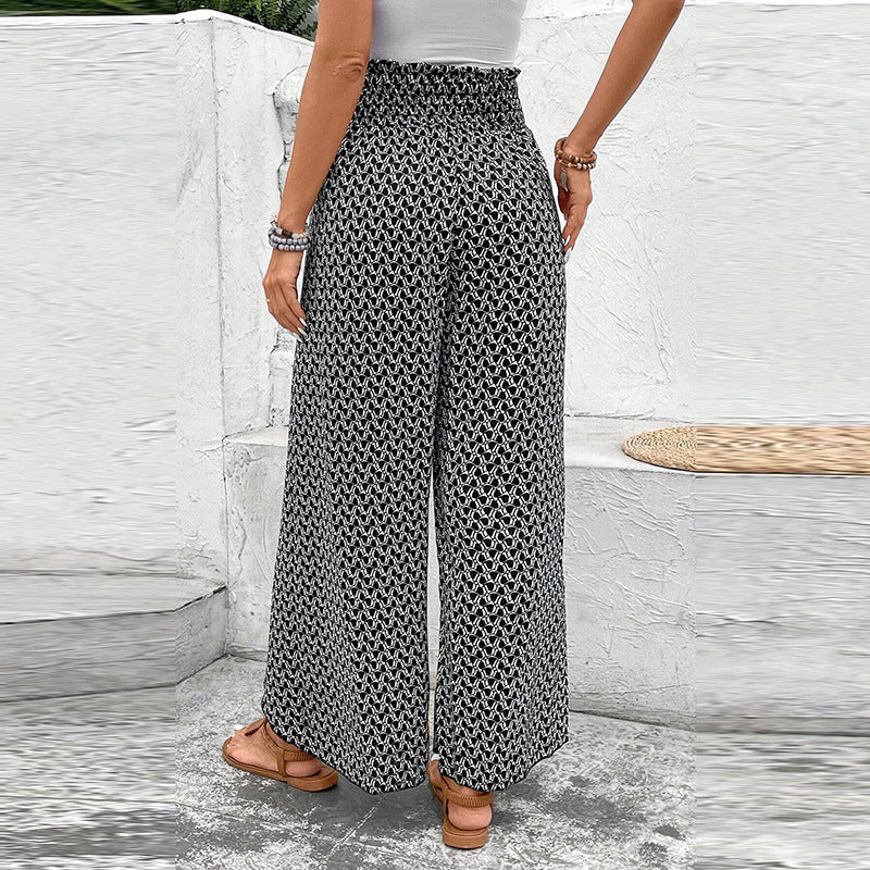 Damen weite Sommerhose mit floralem Muster und elastischem Bund GR