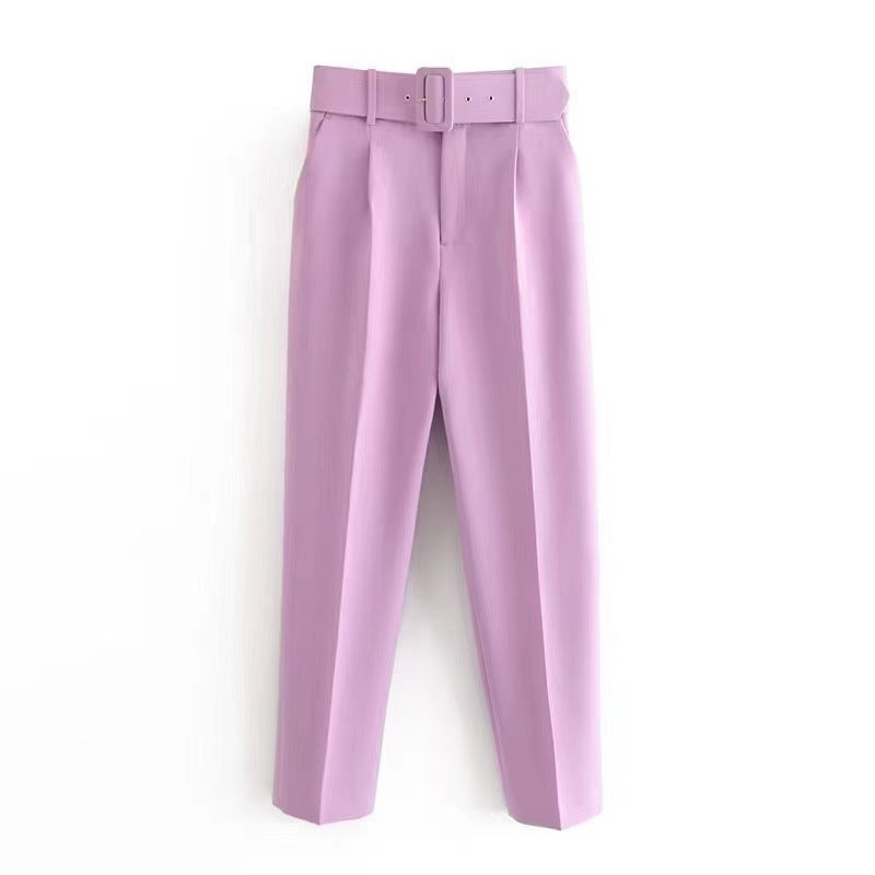 Damen weite Hochbundhose mit schickem Gürtel GR