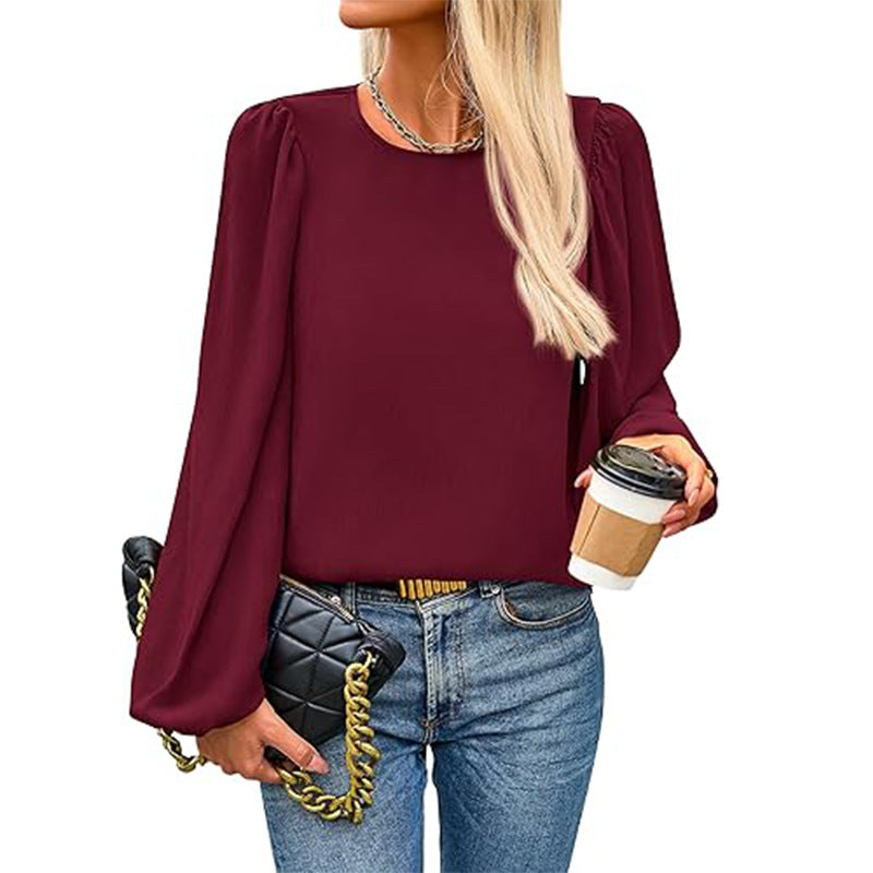 Women's blouse with cap sleeves and elegant puff sleeves, size [size missing]