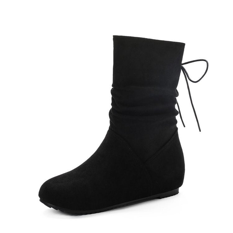 Women's ankle boots with elastic pleats and non-slip sole, size S