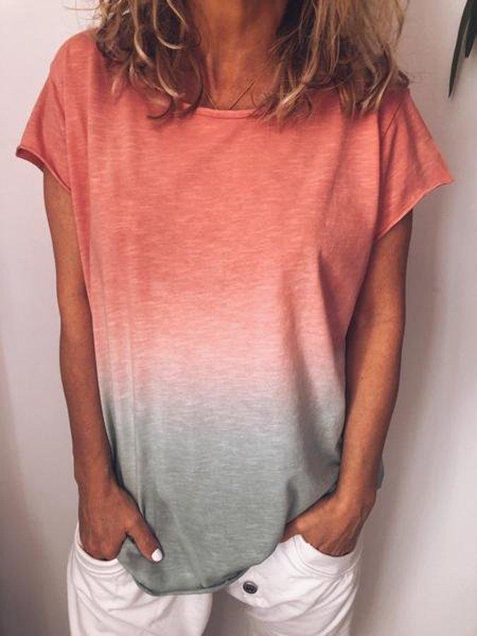 GR | Gradient-Druck Bunt V-Ausschnitt T-Shirt