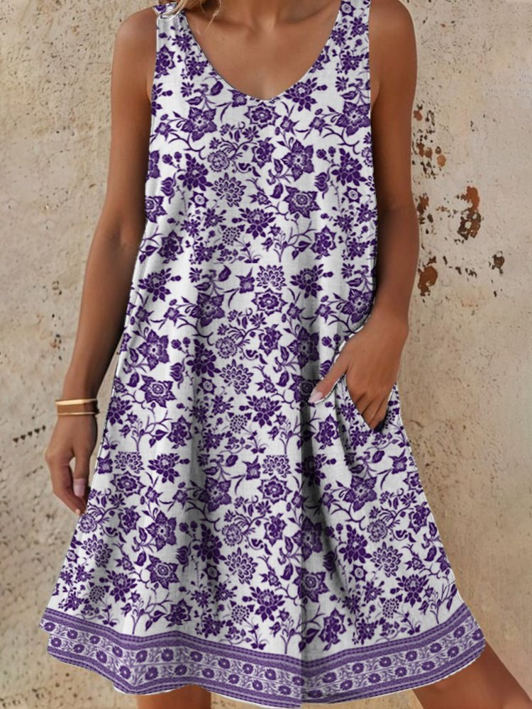 Damen Freizeitkleid mit lässigem Schnitt und floralem Design GR