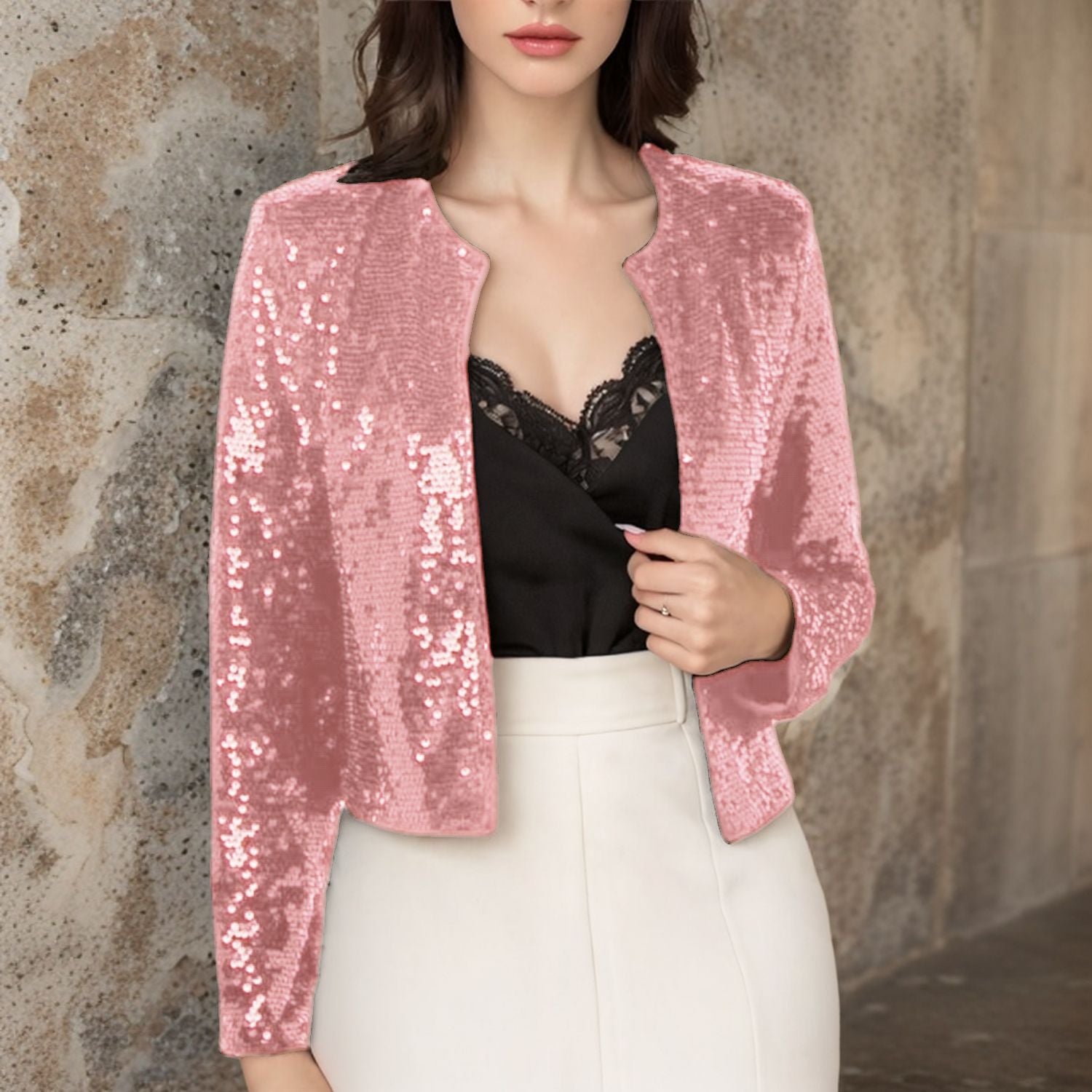 Women's sequined jacket in a modern cut, size