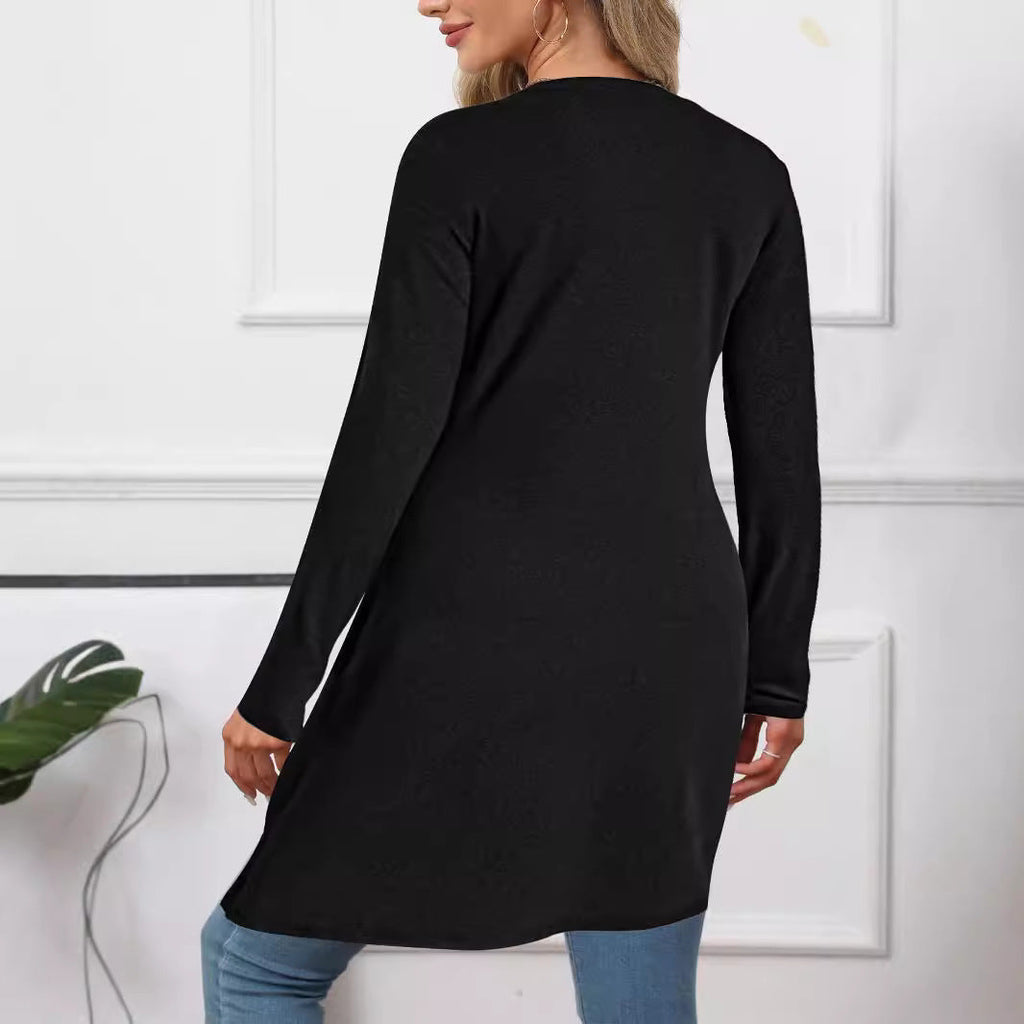 Women's asymmetrical long tunic top with sophisticated wrap design, size GR