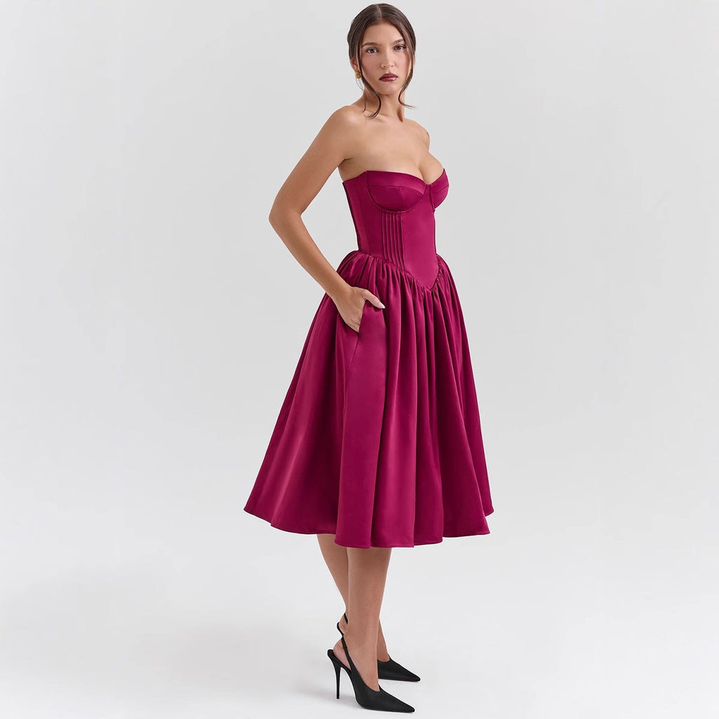 Damen Abendkleid mit strapless Design und voluminösem Rock GR