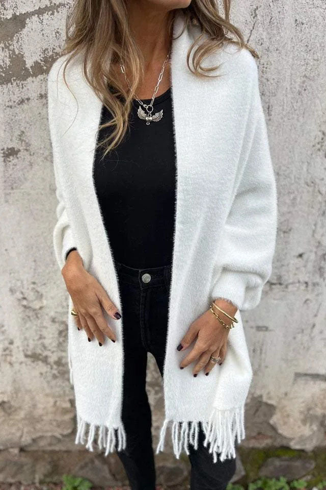 GR knitted plush tassel scarf