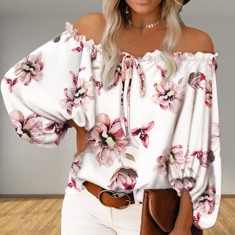 Damen Off-Shoulder-Bluse mit Blumenmuster GR